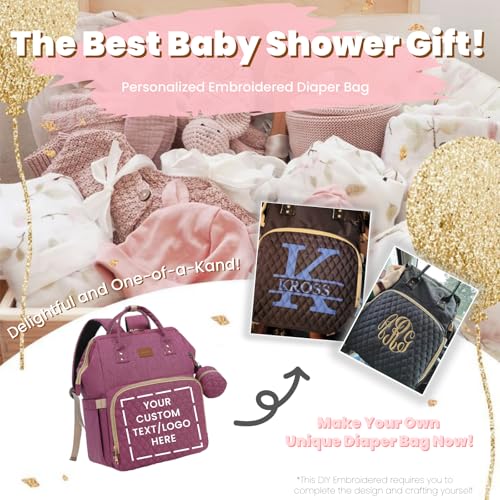 ROSEGIN Diaper Bag Backpack with Changing Pad, Pacifier Case, Baby Bag for Boy Girl Toddler - Large, Stylish, Waterproof Travel Quilted Diaper Bag for Mom - Baby Shower - Purple - color: Purple