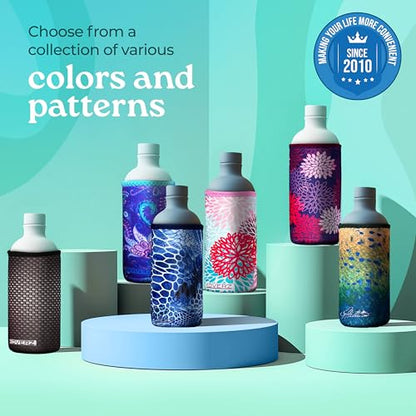 Water Bottle Sleeve, Neoprene Insulated Bottle Sleeve, Fits 16-18 Oz. 500 ml, Medium Size, Camo Waves - color: Gray Waves Camo, size: Med 16-18oz