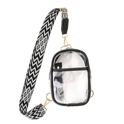 Clear Bag for Stadium Events Clear Purses for Women Stadium, Clear Sling Bag Clear Bag Stadium Approved, Back Pack Crossbody Bags for Women Men (Black) - color: Black