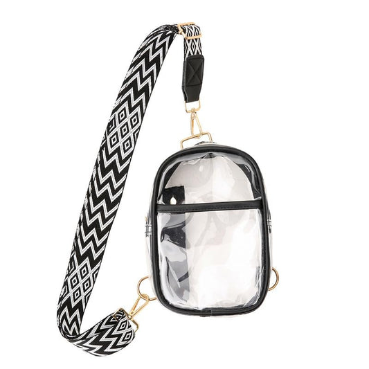 Clear Bag for Stadium Events Clear Purses for Women Stadium, Clear Sling Bag Clear Bag Stadium Approved, Back Pack Crossbody Bags for Women Men (Black) - color: Black