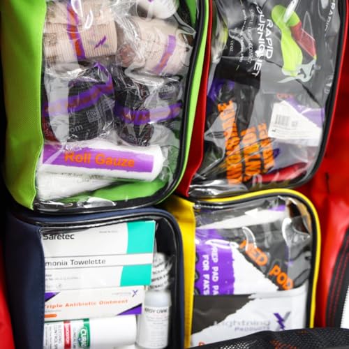 Lightning X Stocked Modular Trauma & Bleeding First Aid Responder Medical Backpack + Kit (Red) - color: Red