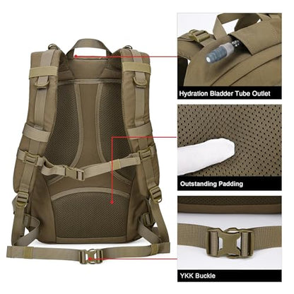 Mardingtop Military Tactical Backpack 25L Molle Hiking Backpack for Backpacking,Cycling and Biking - color: Khaki