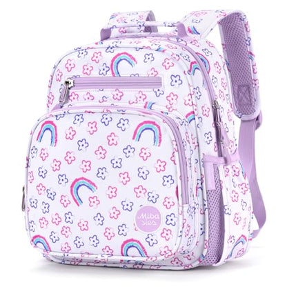 mibasies Toddler Backpacks for Girls 2-4: Little Kid Bookbag for Preschool Prek Daycare - Rainbow Purple - color: Rainbow Purple, style: Toddler-12"h(not Fit Folder)