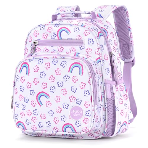 mibasies Toddler Backpacks for Girls 2-4: Little Kid Bookbag for Preschool Prek Daycare - Rainbow Purple - color: Rainbow Purple, style: Toddler-12"h(not Fit Folder)