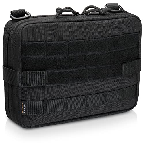 WYNEX Tactical Admin Molle Pouch, Medical EDC EMT Utility Bag Shell Design Attachment Pouches 1000D Nylon Hiking Belt Bags - color: Black