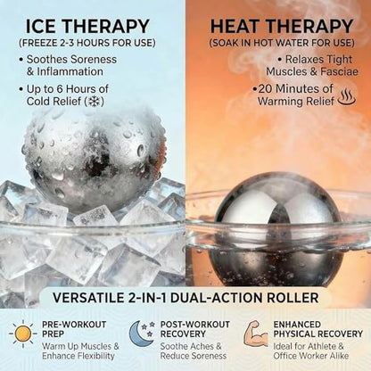 iECO Cold Massage Roller Ball - Ice Roller Ball for Muscles Deep Tissue, Cold & Heat Therapy, Plantar Fasciitis Roller - color: Blue+white, size: 1 Count (Pack of 1)