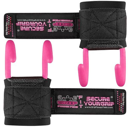 Weight Lifting Rod Hooks Heavy Duty Wrist Wraps Power Weight Lifting Training Gym Grips Straps Set of 2 - color: Pink, size: WOMEN-Wrist Size Small/Medium