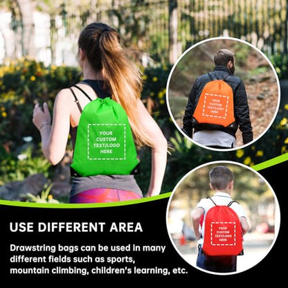 JEOHLORY pack of 50 Custom Bags With Your Logo,Drawstring Backpacks Bulk String Bag,Great for Travelling, Gym and for Everyday Use (Custom Red) - color: Custom Red
