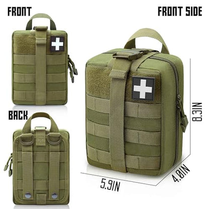 1000D Molle Ifak Pouch Rip Away, Tactical Tear Away Medical Pouch Empty, Military First Aid Pouch Bag Only for Camping Hiking Travel - color: Army Green
