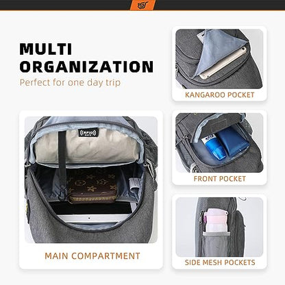 SKYSPER Sling Bag RFID Crossbody Sling Backpack Cross Body Shoulder Bag Travel Hiking Daypack for Women Men(Darkgrey) - color: Darkgrey