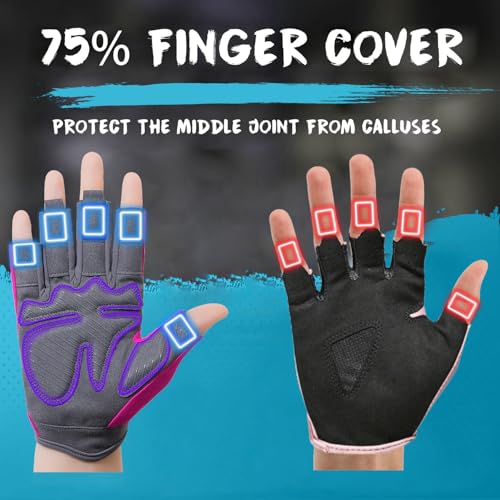 Breathable Workout Gloves for Women, Thick Padded Weight Lifting Gloves, Full Palm Protection & Extra Grip for Women Gym, Rowing, Fitness Training and Hanging - size: Small