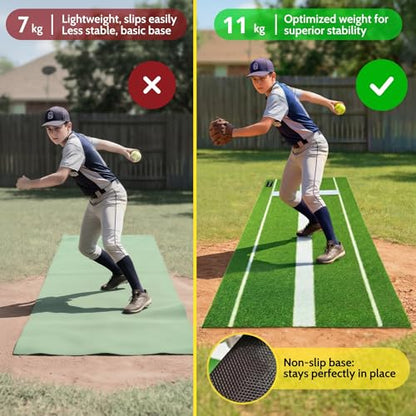 Softball Pitching MAT Whit Pitcher Rubber - Softball Training Equipment - Tools-Trainer Practice - Pitching Training aids - Baseball Turf mat - Indoor Pitching Practice - Pitch - softballs