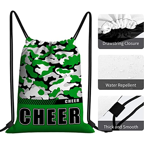 Drawstring Backpack Waterproof Gym Drawstring Bags Sports String Bag Camo Sackpack-Green Cheer Drawstring Bag - color: Cheer Drawstring Bags-camo Green