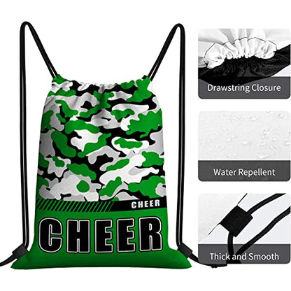 Drawstring Backpack Waterproof Gym Drawstring Bags Sports String Bag Camo Sackpack-Green Cheer Drawstring Bag - color: Cheer Drawstring Bags-camo Green