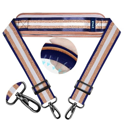 ZINZ 74" Shoulder Strap with Fixed Pad and Dual Balanced Buckles，Blue Gold Jacquard - color: Blue Gold Jacquard
