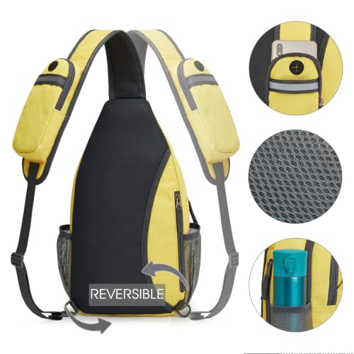 G4Free Sling Bag for Men and Women, RFID Blocking Crossbody Bag, Lightweight Sling Backpack for Travel, Hiking, Walking and Daily Use - color: Yellow