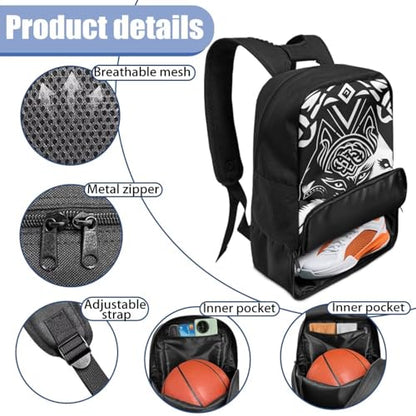 Basketball Backpack With Separate Ball Compartment And Shoes Fit Basketball Volleyball Football - color: Three-headed Wolf