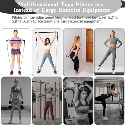 Bbtops Pilates Bar Kit with Resistance Bands,Pilates Bar with Stackable Bands Workout Equipment for Legs,Hip,Waist and Arm,Exercise Fitness Equipment for Women & Men Home Gym Yoga Pilates - color: Dark Black