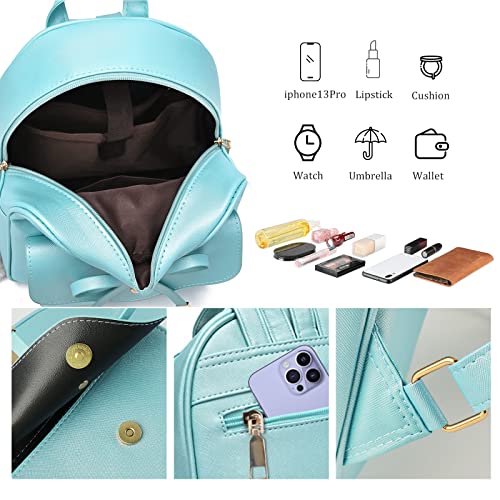 ZGWJ Mini Backpack Purse for Women - 3-Piece Set, Small PU Leather Bowknot Fashion Backpacks, Cute Casual Travel Daypacks - color: Green-3pcs