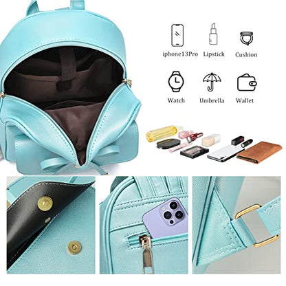 ZGWJ Mini Backpack Purse for Women - 3-Piece Set, Small PU Leather Bowknot Fashion Backpacks, Cute Casual Travel Daypacks - color: Green-3pcs