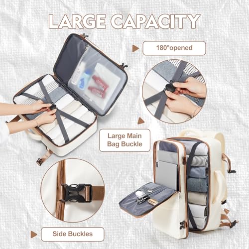 suradar Small Travel Backpack for Women Men,Carry On Backpack Flight Approved Hiking Backpack Rucksack Casual Daypack Personal Item Travel Weekender Essentials Backpacks - color: A3-beige Brown, size: Small