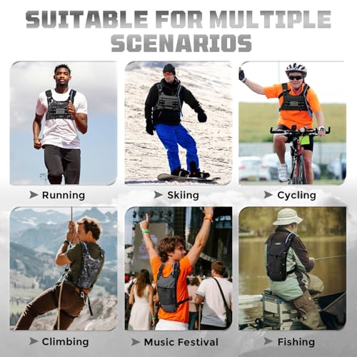 Running Hydration Vest with 2L Water Bladder， Lightweight Adjustable Hydration EDC Chest Pack for Men and Women, Water Backpack for Hiking, Cycling - color: Black