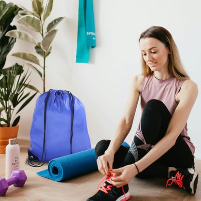 Drawstring Backpacks,10 Pack — Lightweight Drawstring Bags, Gym Sack for Sports, Daily Use & Travel (10, Blue) - color: Blue