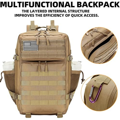Lovelinks21 45L Tactical Assault Backpack 3 day assault pack with Molle Waterproof backpack Rucksack for Tactical Backpacks (khaki) - color: Khaki