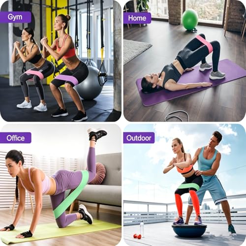 Hip Resistance Bands Set of 3, Fabric Loop Bands for Glutes, Legs and Squats, Light Medium Heavy, 15-45 lbs