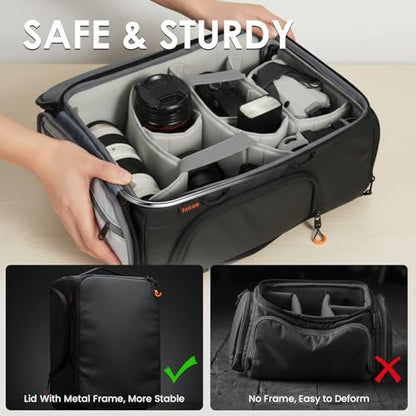 TARION Medium Camera Insert Bag - Quick Access DSLR Inner Case Organizer - Fits 2 Cameras 7 Lenses Drone Gear - Full Opening Back Design Protective Insert ShellCore M - style: M (2 Cameras 7 Lenses)