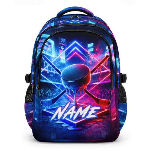 Custom Backpack for Kids Teens Hockey Schoolbag for Boys Student Daily Use, Lightweight Bookbag for Kindergarten Elementary Senior - color: Grey