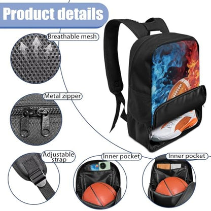 Basketball Backpack With Separate Ball Compartment And Shoes Fit Basketball Volleyball Football - color: Ice and Fire Rugby