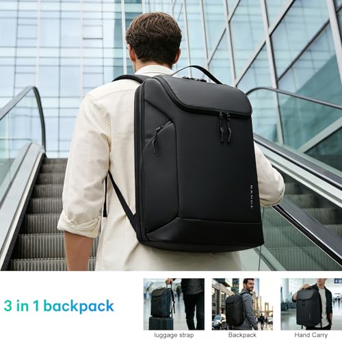 FUTURE AESTHETICS Business Commute Backpack for Men and Women, Waterproof 15.6 Inch Laptop Backpack, Durable Flight-Approved Travel Backpack for Work/College, Black - color: Black