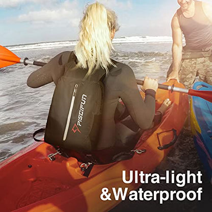 Piscifun Dry Bag Waterproof, Lightweight Dry Backpack Roll-Top Sealed with Waist Pouch and Phone Case Keeps Gear Dry Inside for Kayaking, Boating - color: Black, size: 30L