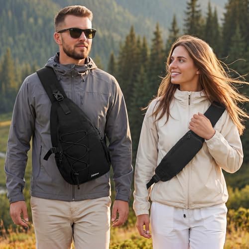 G4Free RFID Blocking Sling Bag for Men Women, Crossbody Bags Hiking Travel - color: Black