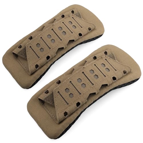 WYNEX Shoulder Strap Pad for Vest Carrier, 2 Pack Tactical Plate Shoulder Pads Strap Cushion Vest Accessories Shoulder Pads Soft Mesh Pads with Tactical Gear for Men - color: Khaki