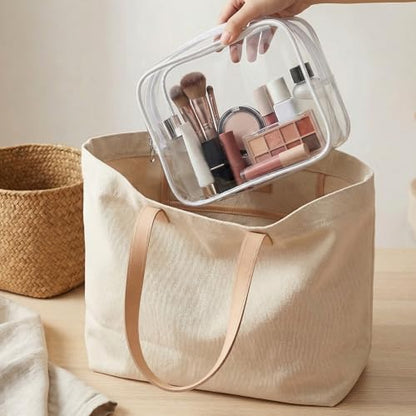 20 Packs Clear Makeup Bag, Bulk Makeup Bags Waterproof PVC Toiletry Bag with Zipper for Travel, Cosmetic Bags for Women Men, Clear Diaper Bag Organizer Pouches (White) - color: 20 white