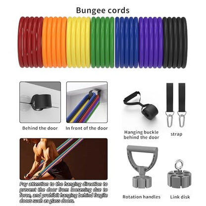 Resistance Bands Set 17 Piece - Exercise Tubes with Handles, Door Anchor, Ankle Straps & Carry Bag - Home Workouts & Muscle Toning