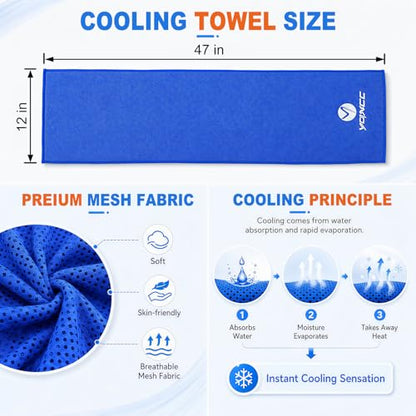YQXCC 2 Pack Cooling Towels (47"x12"), Ice Cool Neck Towel, Soft Breathable Microfiber for Yoga, Golf, Gym, Running, Camping & Hot Weather - color: Dark Blue/Pink
