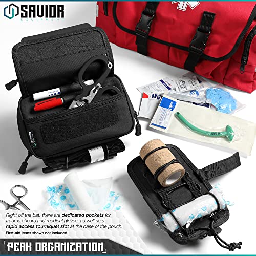 Savior Equipment IFAK Buddy Tactical First-Aid Kit Rip Away MOLLE Pouch Emergency EMT Utility Organization Medical Supply Carrier Outdoor Survival Travel Bag, Attach to Backpack/Belt Loop - color: Obsidian Black