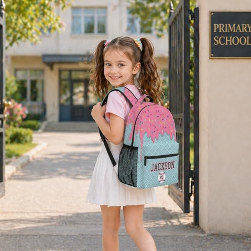 Personalized Baseball Drip Backpack, Blue Ice Cream Print Travel Bag, Multi Pocket Everyday Backpack (#9) - color: #9
