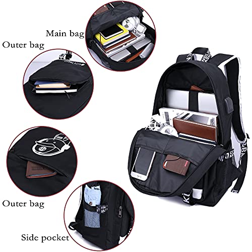Asge Large Teens School Backpacks Waterproof Nylon Football Printing for 8-15 Years Boys & Girls - color: Oslei128-4