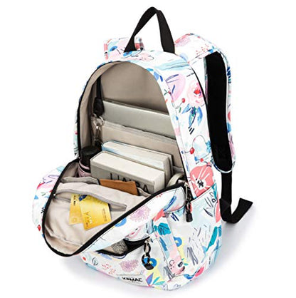 Kinmac Water Resistant Laptop Travel Outdoor Backpack with USB Charging Port for 13 inch 14 inch and 15.6 inch Laptop (Flowers) - color: Flowers