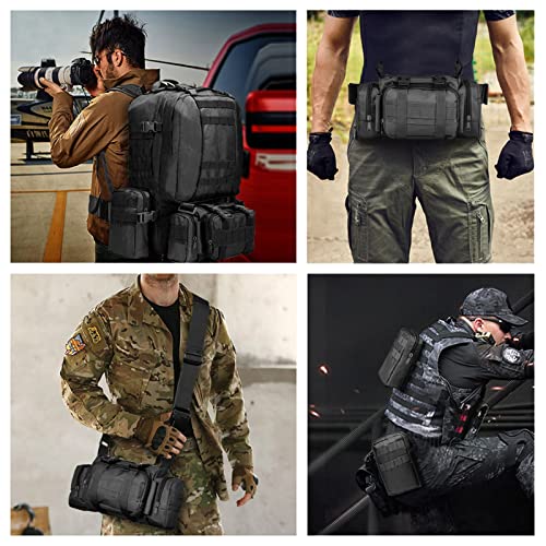 CVLIFE Tactical Backpack Military Army Rucksack 60L Large Assault Pack Detachable Molle Bag - color: 02-black