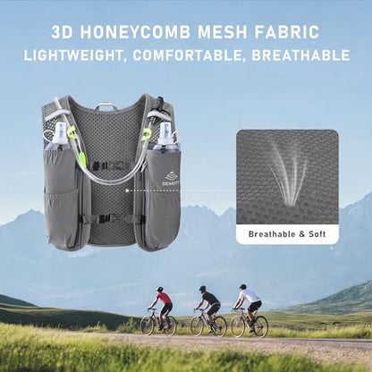 Running Hydration Vest 5L,Running Vest Pack with 1.5L Water Bladder,Lightweight Water Backpack for Hiking Running Cycling - color: Grey