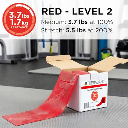 THERABAND Resistance Band, Red, Medium, 50-Yard Roll, Latex, Elastic Band for Exercise, Physical Therapy, Yoga, Pilates, Stretching, Home Workouts, Cut-to-Length, Color-Coded Levels - color: Red | Medium