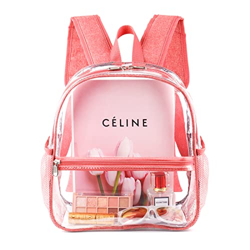 Fomaris Clear Backpack Stadium Approved 12x6x12 - Clear Bag with Reinforced Straps, Durable PVC for Stadium Events, Sports, Festivals, Concerts, Games, Women & Girls - Pink - color: Pink-1pc