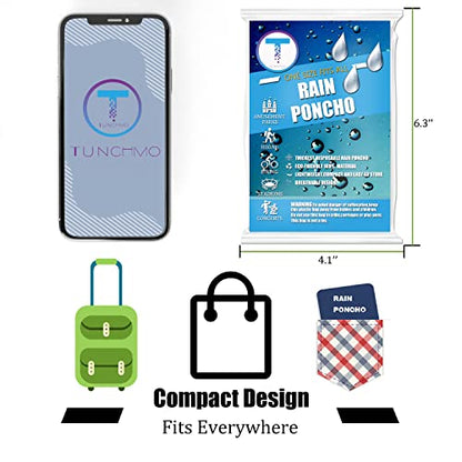 TUNCHMO Disposable Rain Ponchos 6 Pack for Adults/Kids/Family Set-50% Thicker Emergency Ponchos - color: Adults White 6 Pack