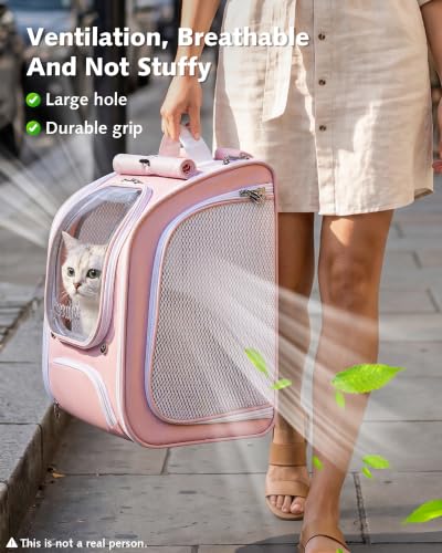 Pecute Cat Backpack Carrier,Cat Bubble,12.6" L x 10.2" W x 16.5" H,Pink - color: Pink (Expandable), size: 12.6"L x 10.2"W x 16.5"H