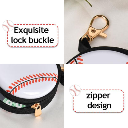 YALLNASL Soccer Basketball Volleyball Baseball Storage Bag Wallet Organizer Coin Pouch Keychain Case for Earplugs Earbuds Earphone - color: Baseball Keychain